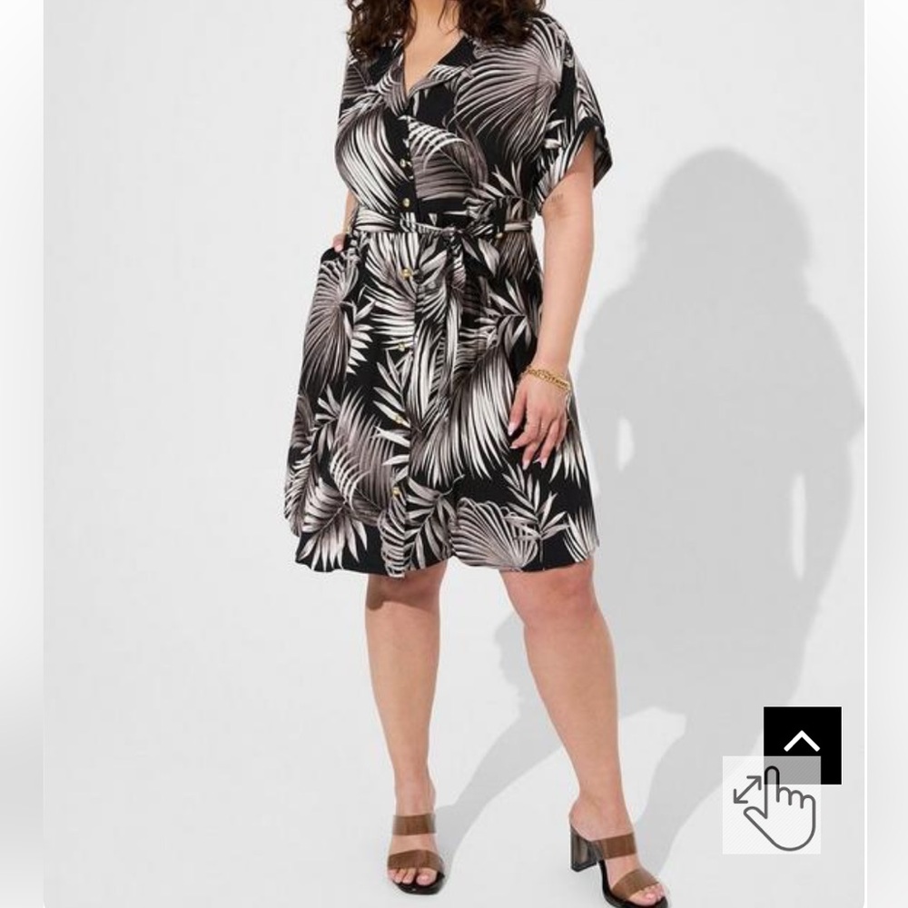 Torrid Rayon Slub Button Front Collared Dress